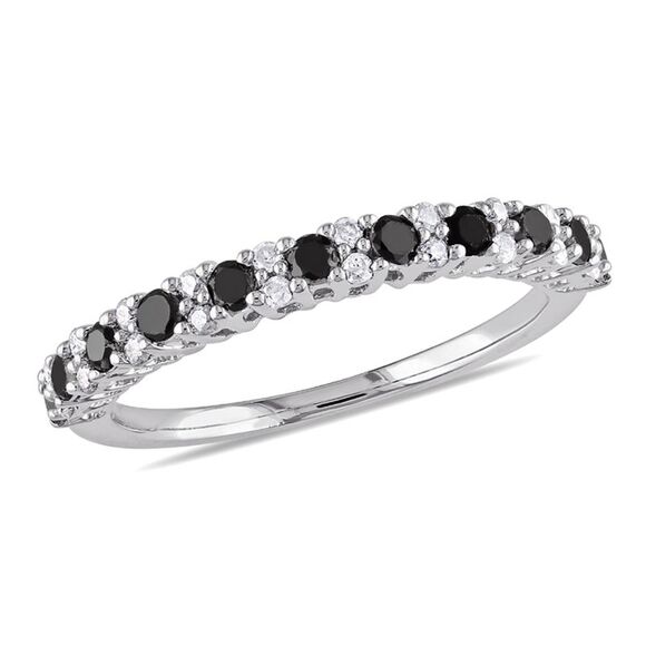 1/2 Carat (ctw) Black Diamond Anniversary Band Ring in Sterling Silver